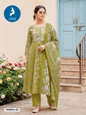 Kaya Kurti Fariha 3 Piece Cotton Anarkali Kurti Set with Dupatta (M–5XL) fancy Anarkali suit catalogs