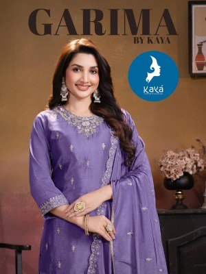 Kaya Kurti Garima 3 Piece Set  Kurti Straight Cut with Plazzo And Chinnon Dupatta Wholesale kurtis catalogs