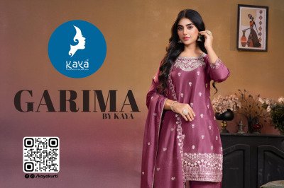 Kaya Kurti Garima Collection Straight Cut Kurti with Plazzo And Dupatta Chinon 3 Piece Set Wholesale Product kurti pant with dupatta Catalogs