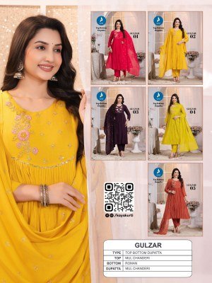 Kaya Kurti Gulzar Collection Chanderi And Roman Fabric 3 Piece Designer  Kurti Set Catalogs Wholesale kurtis catalogs