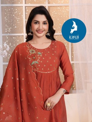 Kaya Kurti Gulzar Collection Chanderi And Roman Fabric 3 Piece Designer  Kurti Set Catalogs Wholesale kurtis catalogs
