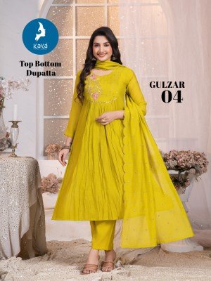Kaya Kurti Gulzar Collection Chanderi And Roman Fabric 3 Piece Designer  Kurti Set Catalogs Wholesale kurtis catalogs