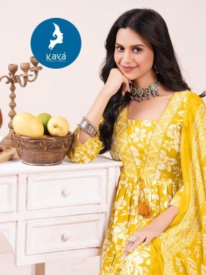 Kaya Kurti Heeravati Vol 3 Trendy Cotton Print Anarkali Kurti Bottom And Cotton Dupatta Wholesale kurtis catalogs