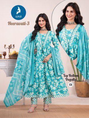 Kaya Kurti Heeravati Vol 3 Trendy Cotton Print Anarkali Kurti Bottom And Cotton Dupatta Wholesale kurtis catalogs