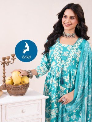 Kaya Kurti Heeravati Vol 3 Trendy Cotton Print Anarkali Kurti Bottom And Cotton Dupatta Wholesale kurtis catalogs