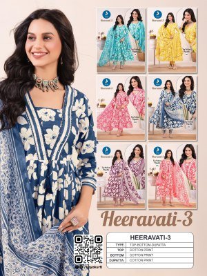 Kaya Kurti Heeravati Vol 3 Trendy Cotton Print Anarkali Kurti Bottom And Cotton Dupatta Wholesale kurtis catalogs