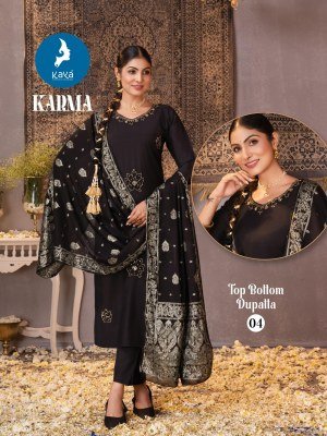 Kaya Kurti Karma Roman Silk Suit Set with Straight Cut Top, Roman Silk Bottom And Chanderi Jacquard Dupatta Wholesale kurtis catalogs