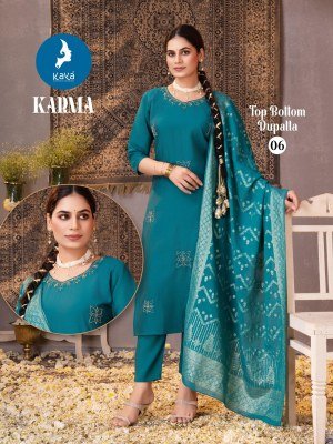 Kaya Kurti Karma Roman Silk Suit Set with Straight Cut Top, Roman Silk Bottom And Chanderi Jacquard Dupatta Wholesale kurtis catalogs