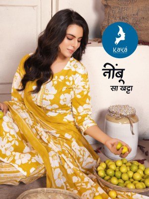 Kaya Kurti Krisha-3 Latest Designer Cotton Suit Straight Cut Kurti Pant, Printed Dupatta Wholesale kurtis catalogs
