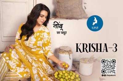 Kaya Kurti Krisha-3 Latest Designer Cotton Suit Straight Cut Kurti Pant, Printed Dupatta Wholesale kurtis catalogs