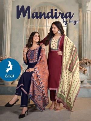 Kaya Kurti Mandhira Straight Cut Digital Print Kurti Pant And Dupatta Wholesale   wholesale catalogs