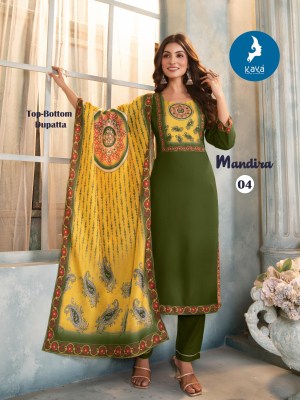 Kaya Kurti Mandhira Straight Cut Digital Print Kurti Pant And Dupatta Wholesale   kurtis catalogs