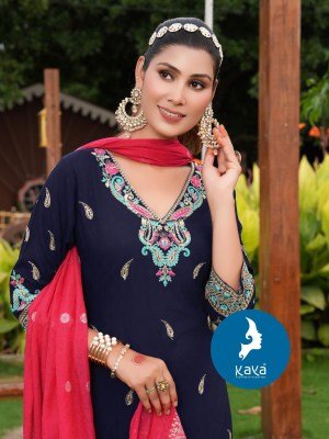 Kaya Kurti Panshri Designer Straight Cut Kurti  Rayon Dobby Top  Rayon Bottom  Chanderi Jacquard Dupatta Wholesale kurtis catalogs