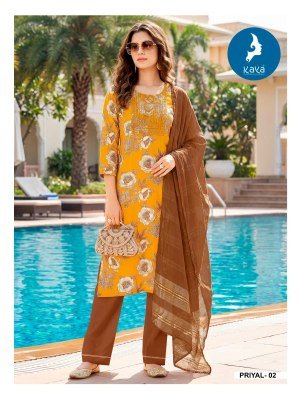 Kaya Kurti Priyal Rayon Foil Straight Cut Kurti Set with Chanderi Sequence Dupatta (M–5XL) kurti pant with dupatta Catalogs