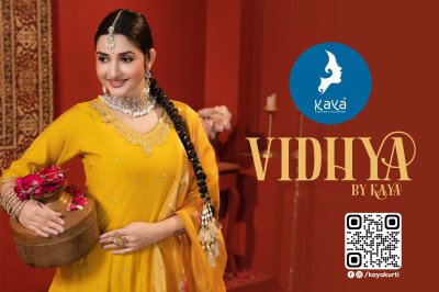 Kaya Kurti Vidya Anarkali Kurti Set Roman Silk Top And Bottom with Organza Dupatta Wholesale  kurtis catalogs