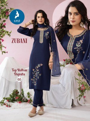 Kaya Kurti Zubani Straight Cut Kurti Set with Roman Silk Bottom And Organza Dupatta Wholesale kurtis catalogs