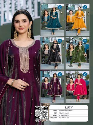 Kaya Lucy Collection Roman Glass Anarkali Suit Set Party Wear readymade suit catalogs