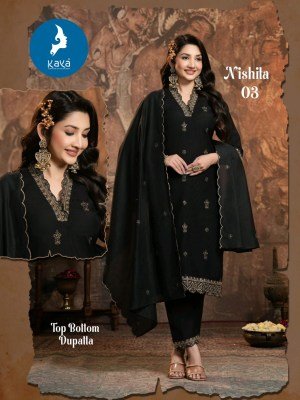 Kaya Nishita 3 Pcs Kurti Pant Dupatta Set Vertican Fabric Ethnic Wear Wholesale kurtis catalogs