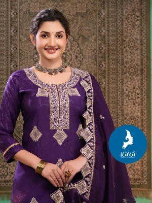 Kaya Nishita 3 Pcs Kurti Pant Dupatta Set Vertican Fabric Ethnic Wear Wholesale kurtis catalogs