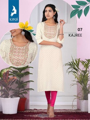 Kaya Presents Kajree Rayon Slub Printed Wholesale Kurti Catalogue  kurtis catalogs