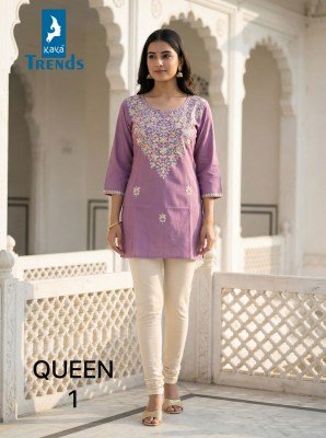 Kaya Queen Rayon Aari Work Short Top Collection kurtis catalogs