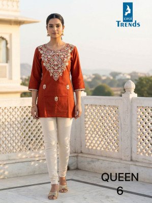 Kaya Queen Rayon Aari Work Short Top Collection kurtis catalogs