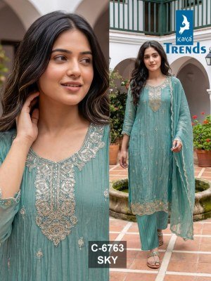 Kaya Salsa D.No. 6763 Heavy Embroidery Sequins Work 3-Piece Suit with Dupatta wholesale catalogs