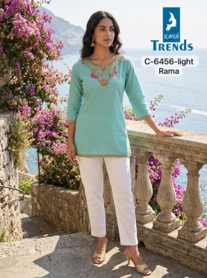Kaya Trends 6456 Light Series Rayon Short Top with Work kurtis catalogs