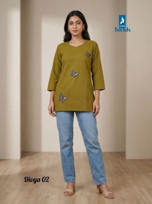 Kaya Trends Divya Dhabu Cotton Short Top 6 Colour Mix Combo Set kurtis catalogs