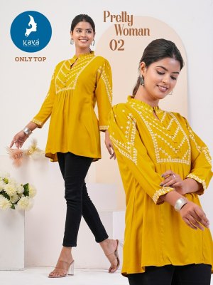 Kaya by Pretty woman rayon embroidered top catalogue at low rate western wear catalogs