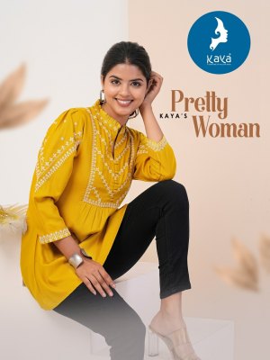 Kaya by Pretty woman rayon embroidered top catalogue at low rate western wear catalogs