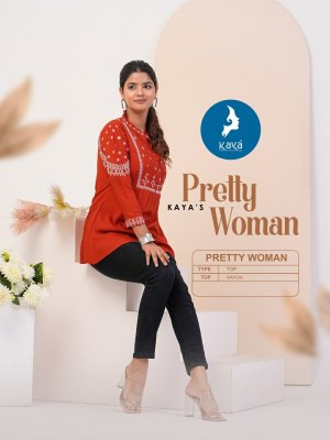 Kaya by Pretty woman rayon embroidered top catalogue at low rate western wear catalogs