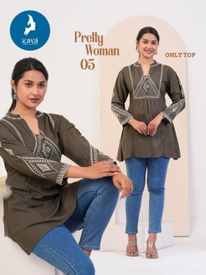 Kaya by Pretty woman rayon embroidered top catalogue at low rate western wear catalogs