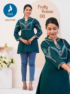 Kaya by Pretty woman rayon embroidered top catalogue at low rate western wear catalogs