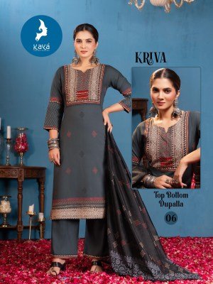 Kaya kurti Kriva Designer Rayon Straight Kurta  Rayon Bottom And Chanderi Block Print Dupatta Set Wholesale kurtis catalogs
