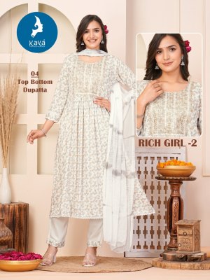 Kaya kurti by Rich Girl 2 fancy reyon printed readymade suit catalogue at low rate readymade suit catalogs