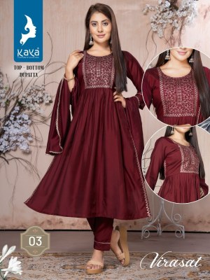 Kaya kurti present virasat designer nayra cut kurti with bottom and dupatta catalogue readymade suit catalogs