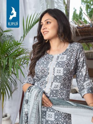 Kaya kurti presents mosoon rayon printed Kurti pants and dupatta set catalogue wholesale rate  kurtis catalogs