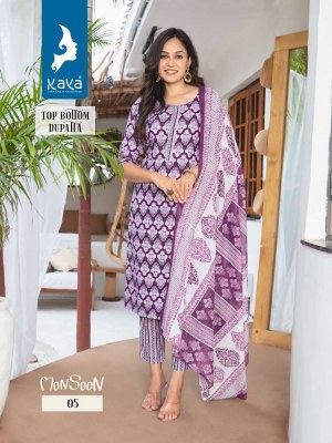 Kaya kurti presents mosoon rayon printed Kurti pants and dupatta set catalogue wholesale rate  kurtis catalogs