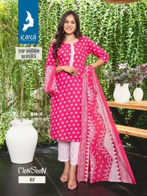 Kaya kurti presents mosoon rayon printed Kurti pants and dupatta set catalogue wholesale rate  kurtis catalogs
