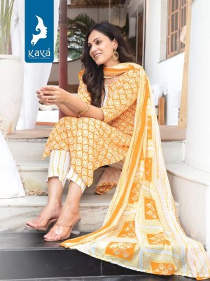 Kaya kurti presents mosoon rayon printed Kurti pants and dupatta set catalogue wholesale rate  kurtis catalogs