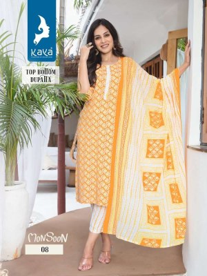 Kaya kurti presents mosoon rayon printed Kurti pants and dupatta set catalogue wholesale rate  kurtis catalogs