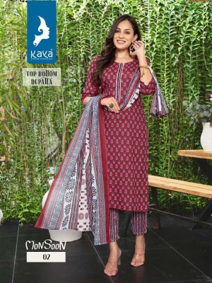Kaya kurti presents mosoon rayon printed Kurti pants and dupatta set catalogue wholesale rate  kurtis catalogs