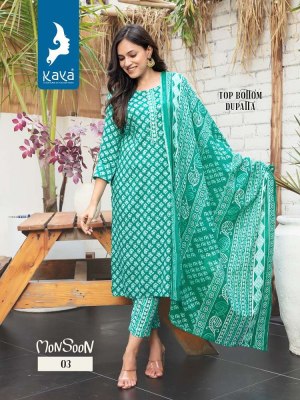 Kaya kurti presents mosoon rayon printed Kurti pants and dupatta set catalogue wholesale rate  kurtis catalogs