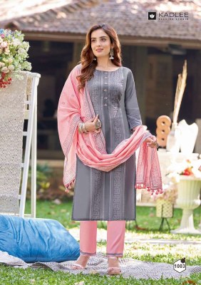 Kadlee Malhar Rayon Handwork And Embroidery Work Kurti Pant Dupatta set wholesale Kurti catalogue  kurtis catalogs