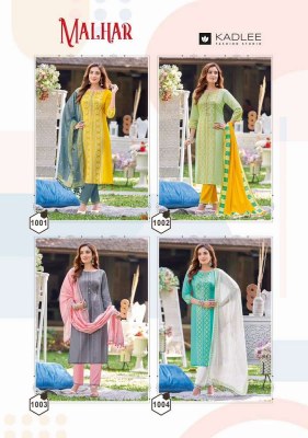 Kadlee Malhar Rayon Handwork And Embroidery Work Kurti Pant Dupatta set wholesale Kurti catalogue  kurtis catalogs