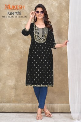 Keerthi by Banwary fashion Embroidered nack with lace and foil printed kurti catalogue at affordable rate kurtis catalogs