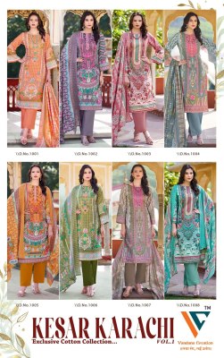 Kesar Karachi vol 1 by Vandana Lawn Cotton Printed dress material catalogue at low price dress material catalogs