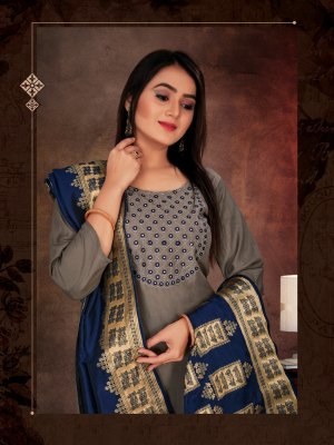 Kesariya by Aarti fashion chinon silk kurti pant and dupatta catalogue readymade suit catalogs
