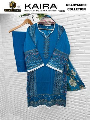 Keval Fab Kaira Vol 26  Exclusive Karachi Luxury Designer Collection  Heavy Lawn Cotton Printed Top And Pant with Heavy Mal Mal Dupatta Wholesale  kurtis catalogs